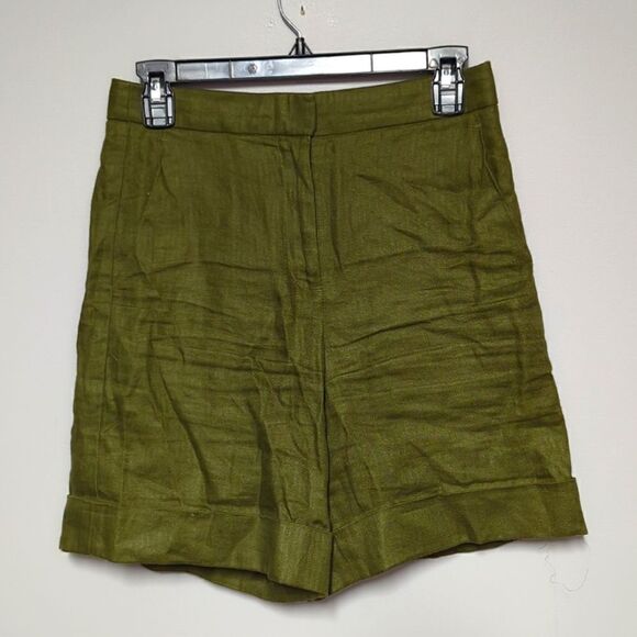 J. Crew Green Linen Bermuda Shorts - Picture 1 of 7